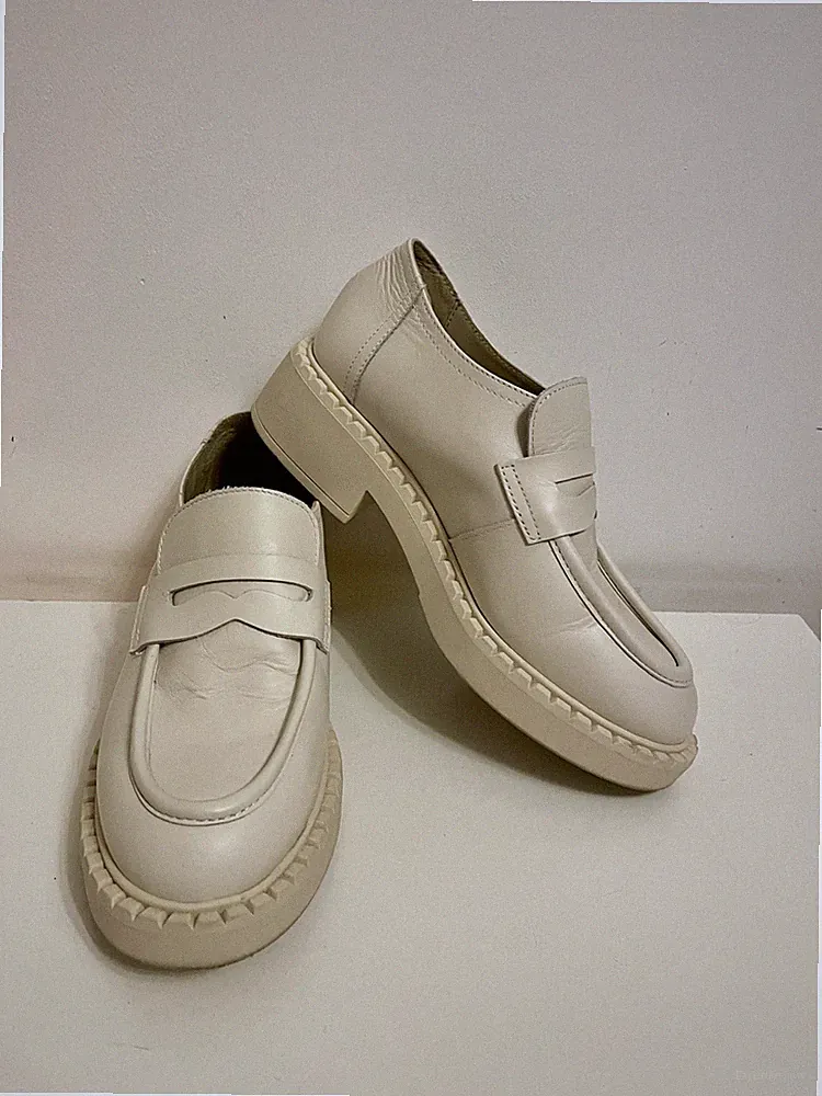 DEICHMANN Echtleder Loafer 36 Mokassin creme Leder Schuhe 5th Avenue WIE NEU 1A