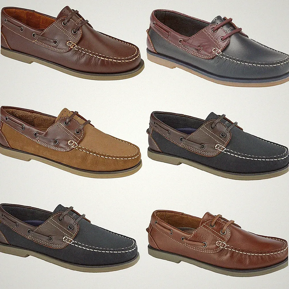 DEK Leder Boot Mokassin Deck Schuhe Herren Freizeit Halbschuhe leichte Stiefel Gr.