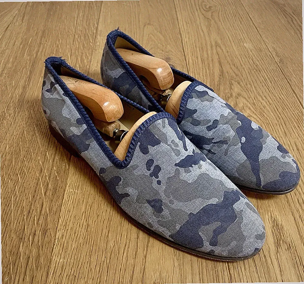 DEL TORO Luxus Loafer Schuhe | Blau Camouflage | Gr 43 42 | UK9 US 10 TOP