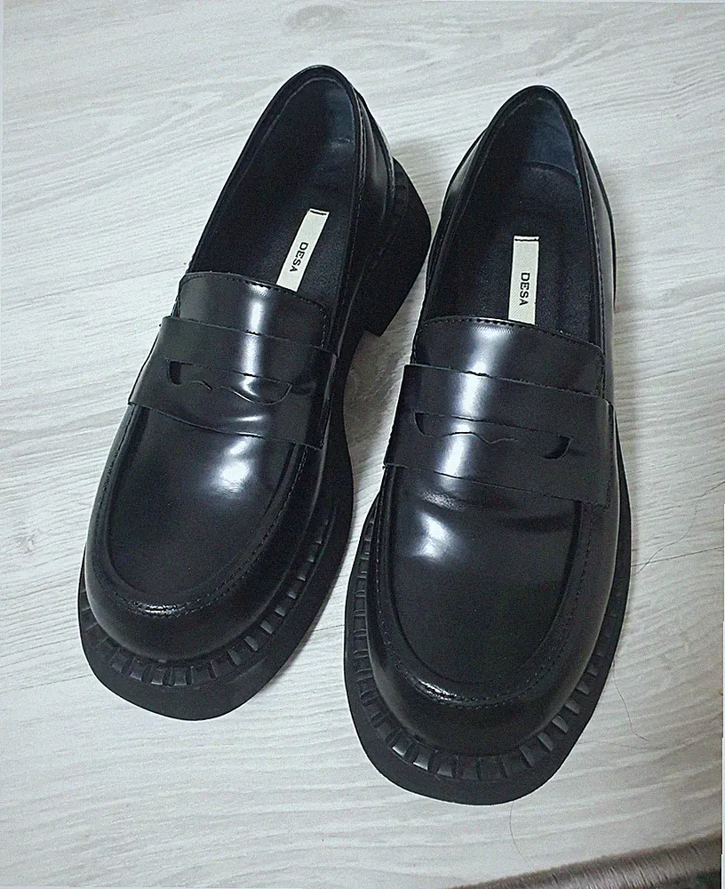 DESA Loafer Slipper Leder Schwarz EU 37 UK