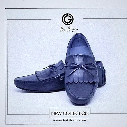 Designer Echtleder Herrenloafer/Herrenslipper Marineblau in Größen 41 und 42