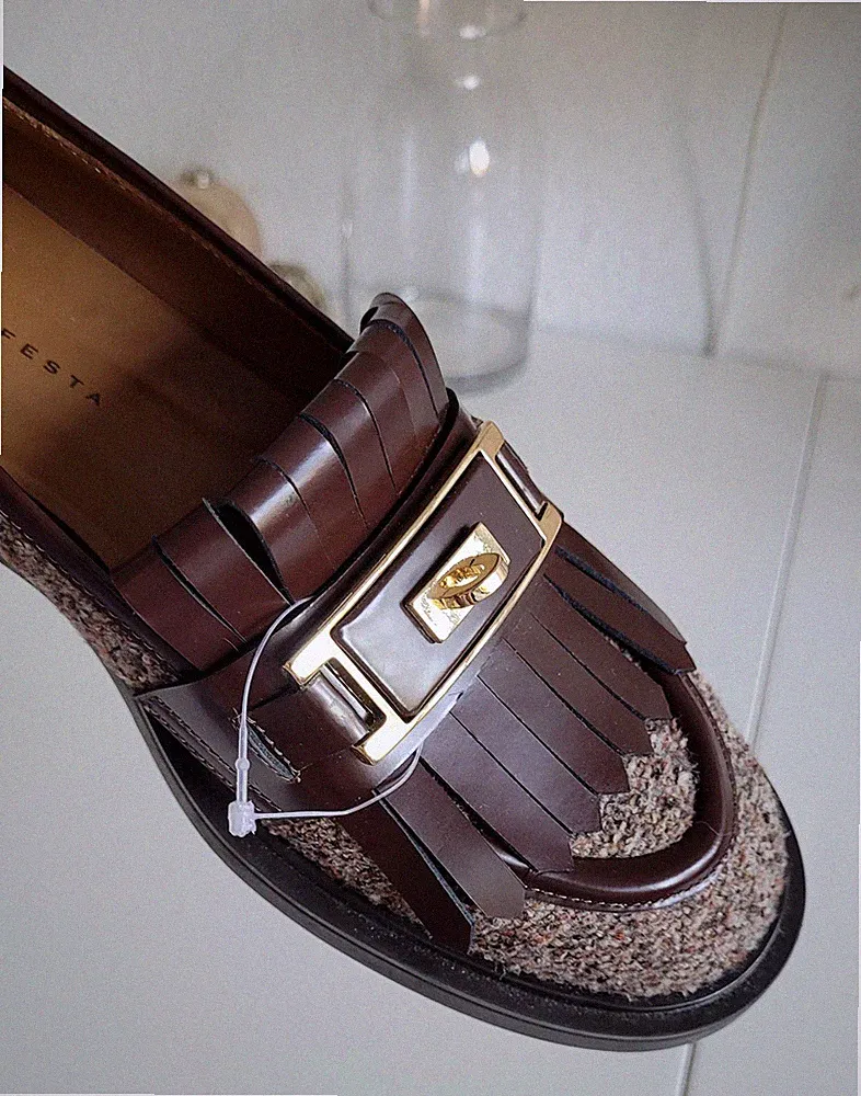 DESIGNER Roberto Festa Milano Loafer Halbschuh RAFS"-TWEED/Leder 41 NEU TOP
