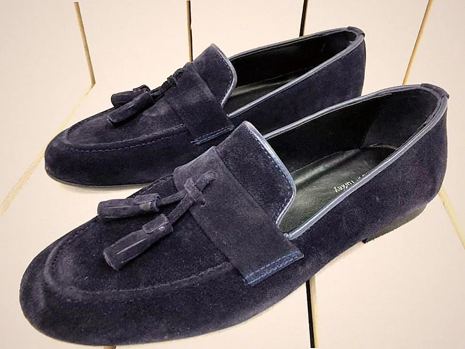 Designer Slipper Loafers Dunkel Blau Mokassin Mokassins Wild Leder Herrenschuhe