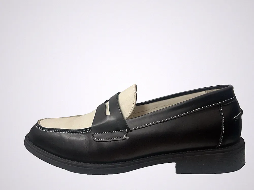 Dexter Duke & Dexter Wilde Classic Penny Loafer Herren Leder Schwarz/Weiß, EU 44