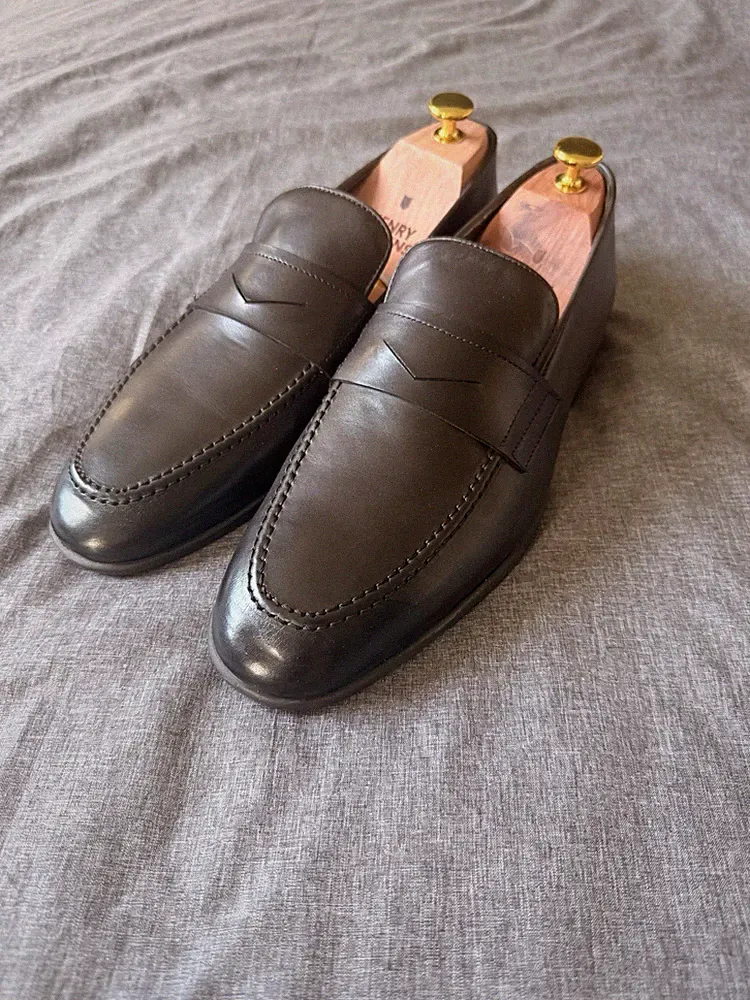 Dino Draghi Loafer Slipper Schuhe Gr. 42 Dunkelbraun Neu Made In Italy Leder