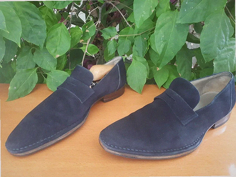 Dior Herren Marineblaue Wildleder Loafer Größe EU41 US8