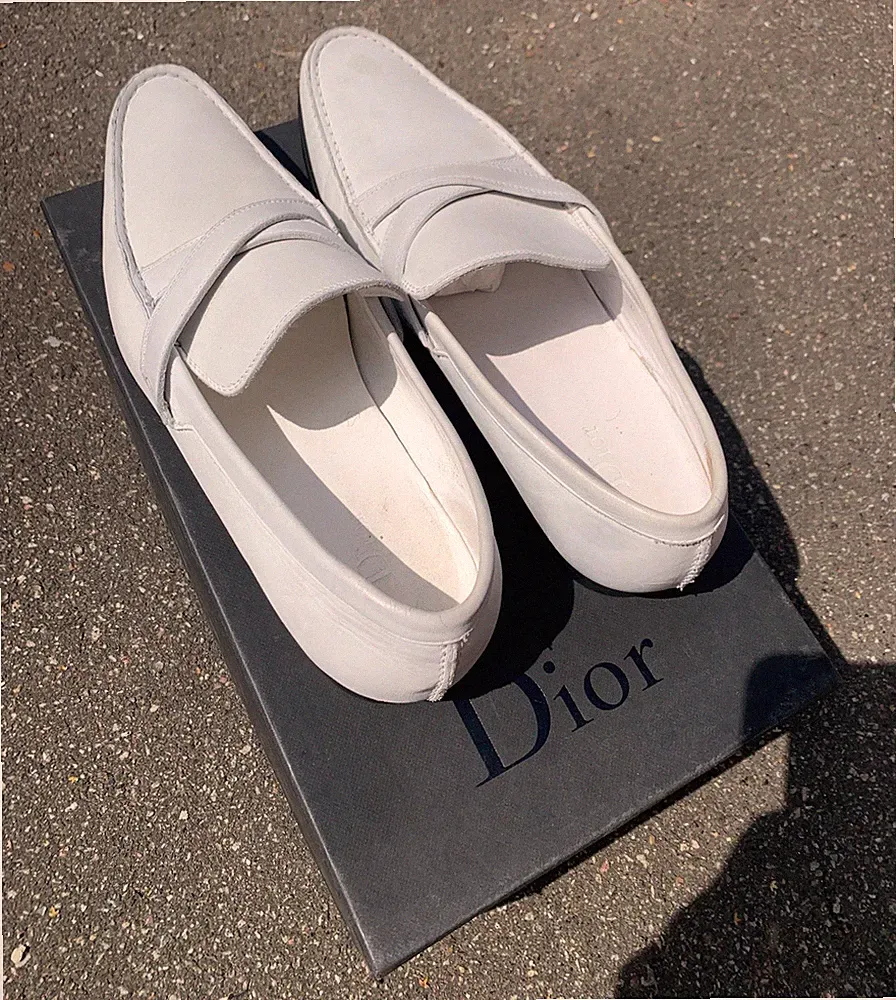 Dior Herren Slipper Loafer Weiß Leder EU 43