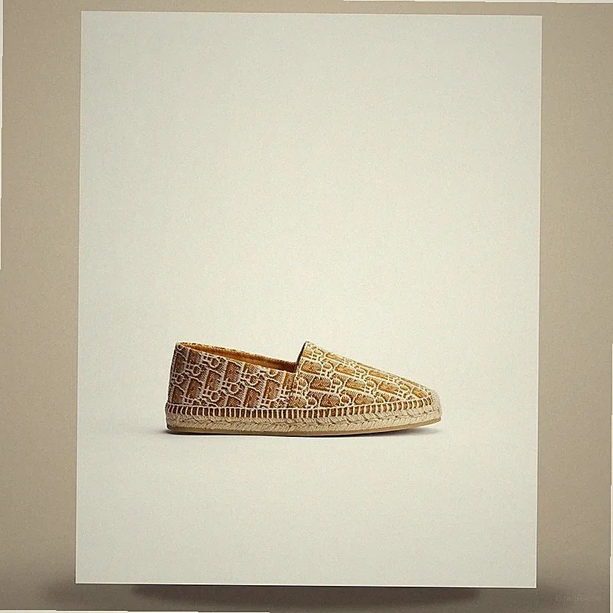 Dior Sirocco Espadrille Cognac Braun & Weiß Schräg Canvas 158759947 [U]