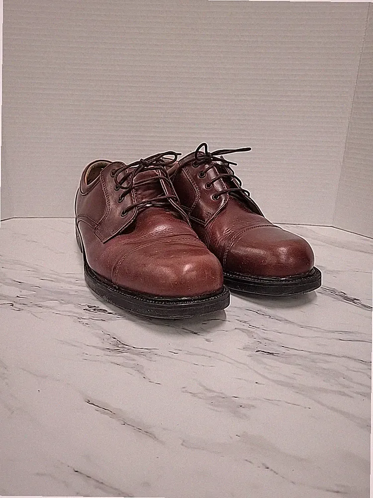 Dockers Dress Shoe Mens Size 9.5 Brown Leather Cap Toe Lace Up Loafers 090-2819