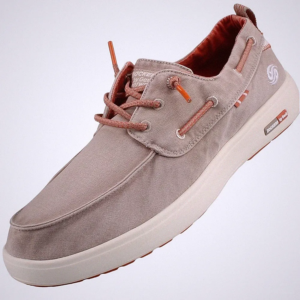Dockers Herren Canvas Mokassin Slipper Beige 58TR001-790430 Wechselfußbett