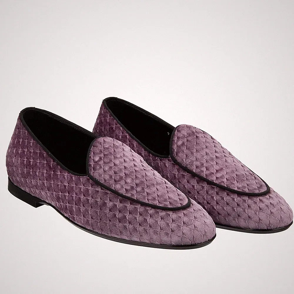 DOLCE & GABBANA DG Logo Samt Loafer Mokassins Schuhe CARAVAGGIO Lila 43 UK 9