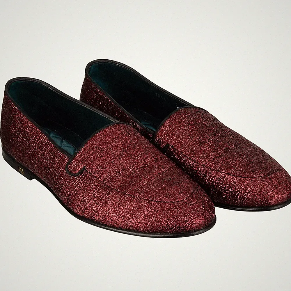 DOLCE & GABBANA Glitter Lurex DG Logo Loafer Schuhe YOUNG POPE Pink 43 9 12512