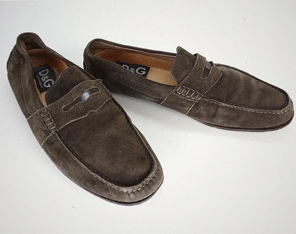 Dolce & Gabbana Herren Halbschuhe Braun Wildleder Fahrschuhe UK 10 E44 Made in Italy