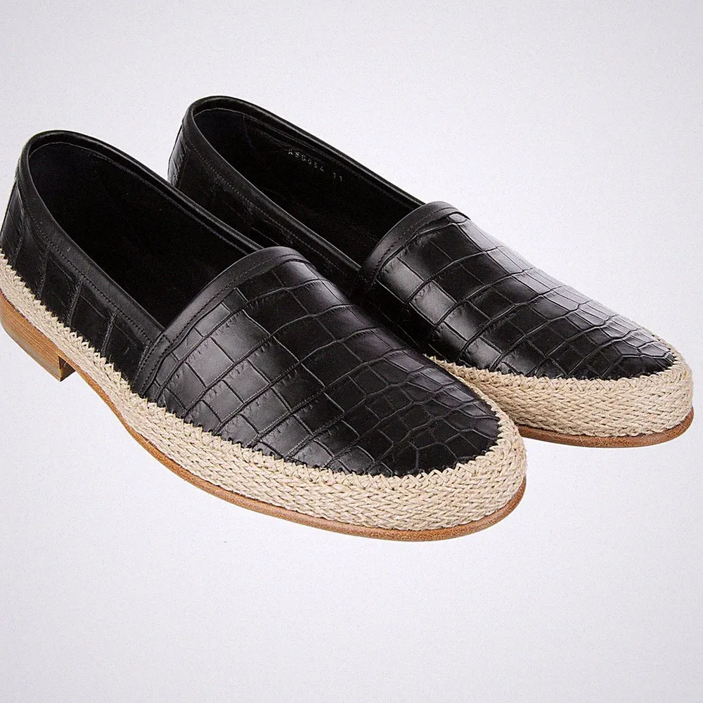 DOLCE & GABBANA Krokodilleder Seil Loafer Mokassins Schuhe PIANOSA Schwarz 09512