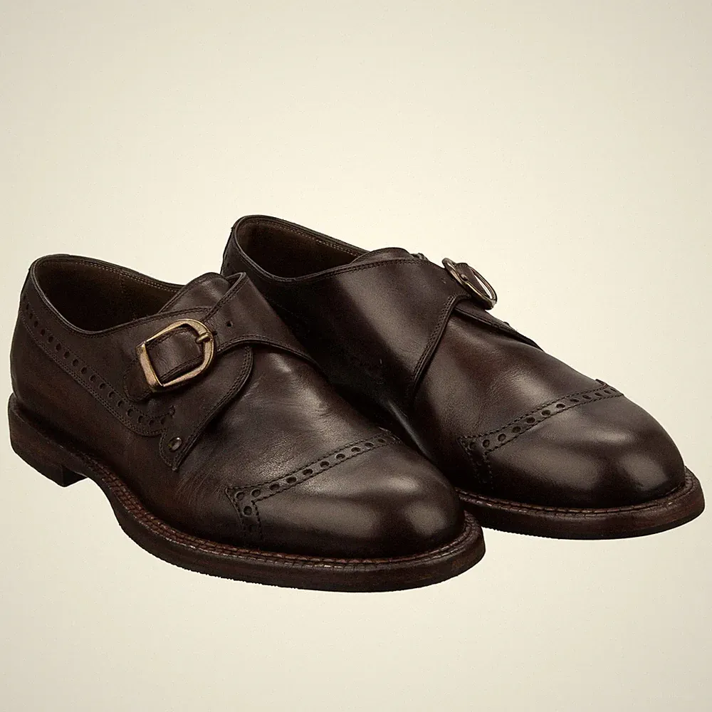 DOLCE & GABBANA Metall Schnalle Leder Mokassins Loafer Schuhe Braun 40 UK 6