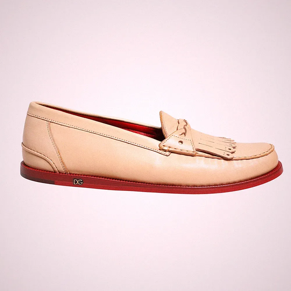 DOLCE & GABBANA Schuhe Beige Quaste Leder Herren Slipper Halbschuhe EU41 / US...