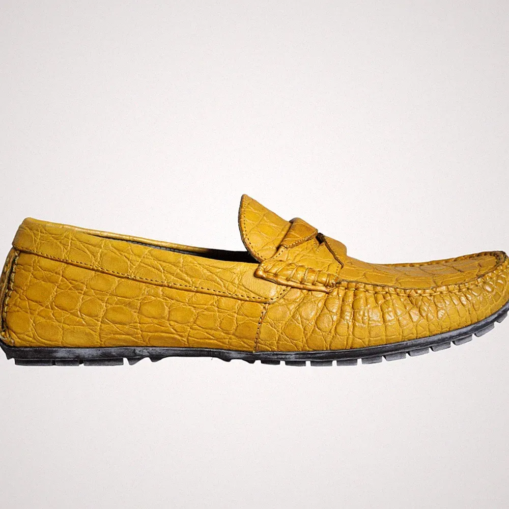 DOLCE & GABBANA Schuhe Gelb Leder Slipper Mokassin Halbschuhe EU43,5/US10,5 2...