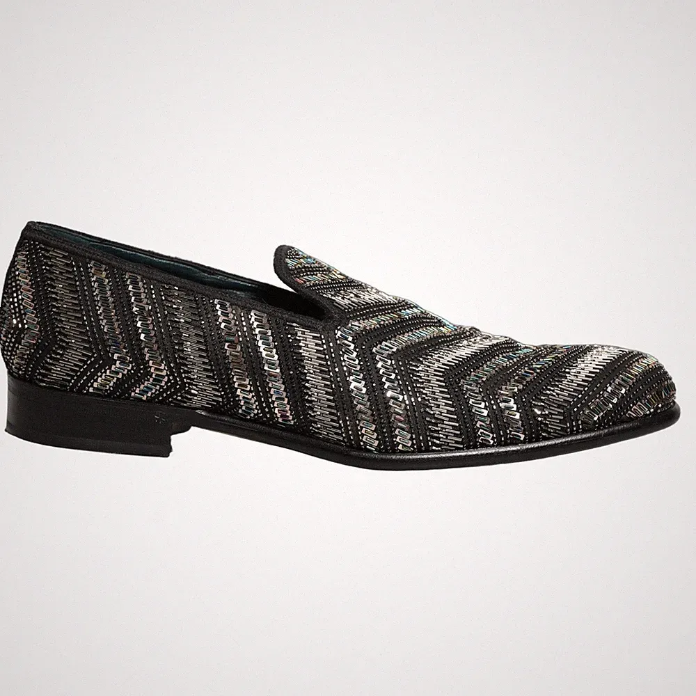 DOLCE & GABBANA Schuhe Schwarz Silber Verziert Slipper Halbschuhe EU44/US11 7...