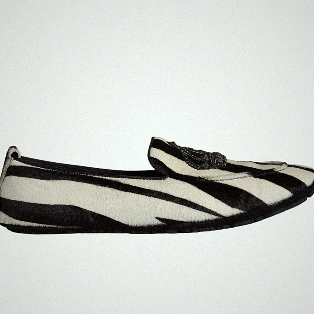 DOLCE & GABBANA Schuhe Schwarz Weiß Kalbsfell Slipper Halbschuhe Herren EU41/...