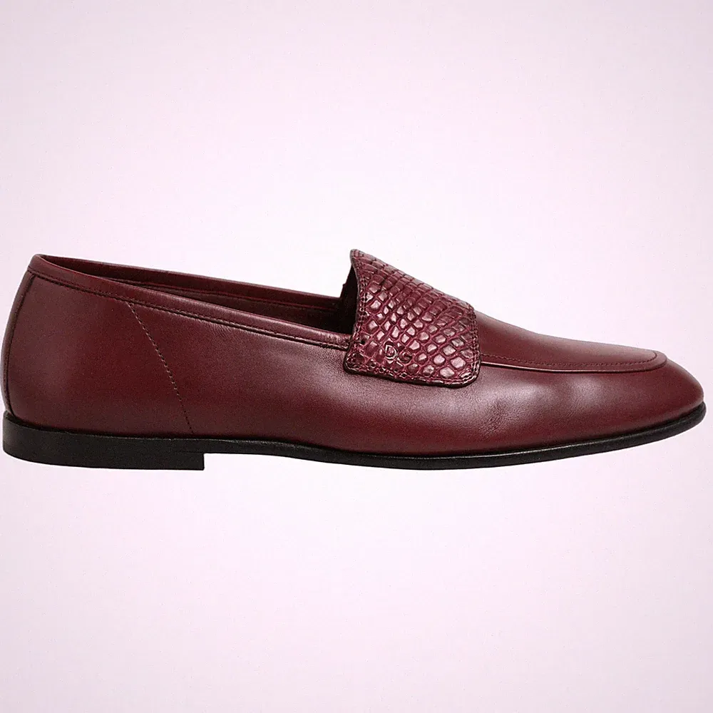 DOLCE & GABBANA Schuhe weinrot Kalbsleder Leder Slipper Halbschuhe...