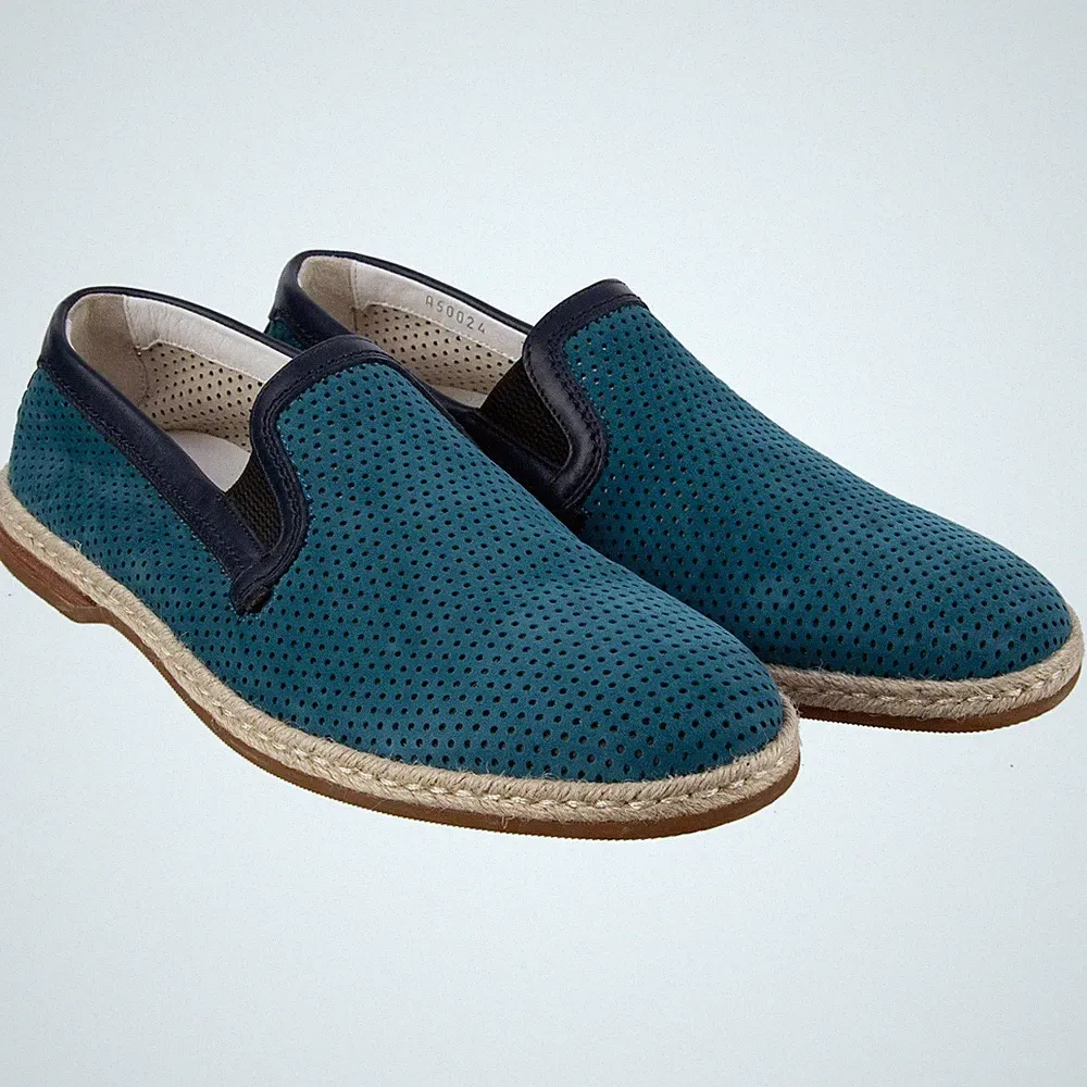 DOLCE & GABBANA Wildleder Loafer Espadrilles Schuhe MONDELLO Türkis Blau
