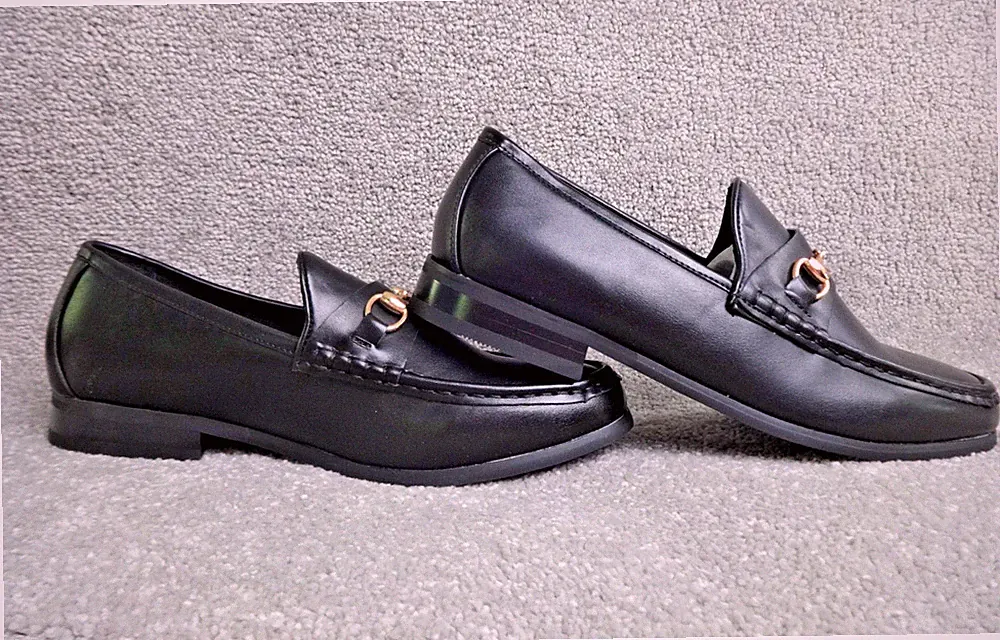 Dolcetto Halbschuhe Herren UK 8 Schwarz Leder Gold Bit Slipper Smart Büro Rennen Neu