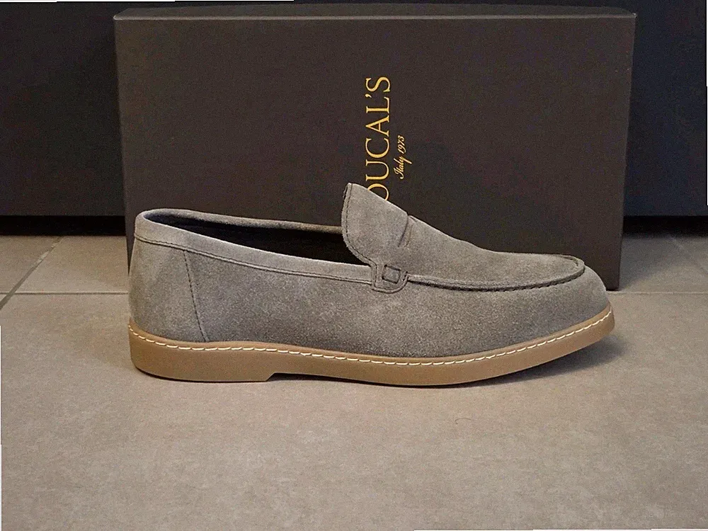 DOUCAL'S Herren Halbschuh Man Suede Loafers - Grey Size 41