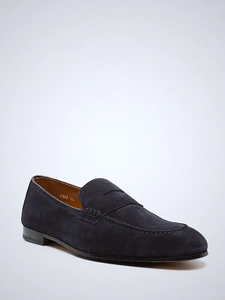 Doucals marineblaue Wildleder-Penny-Loafer – hergestellt in Italien – UK 8 – neu im Karton UVP 420 £ 60 % RABATT
