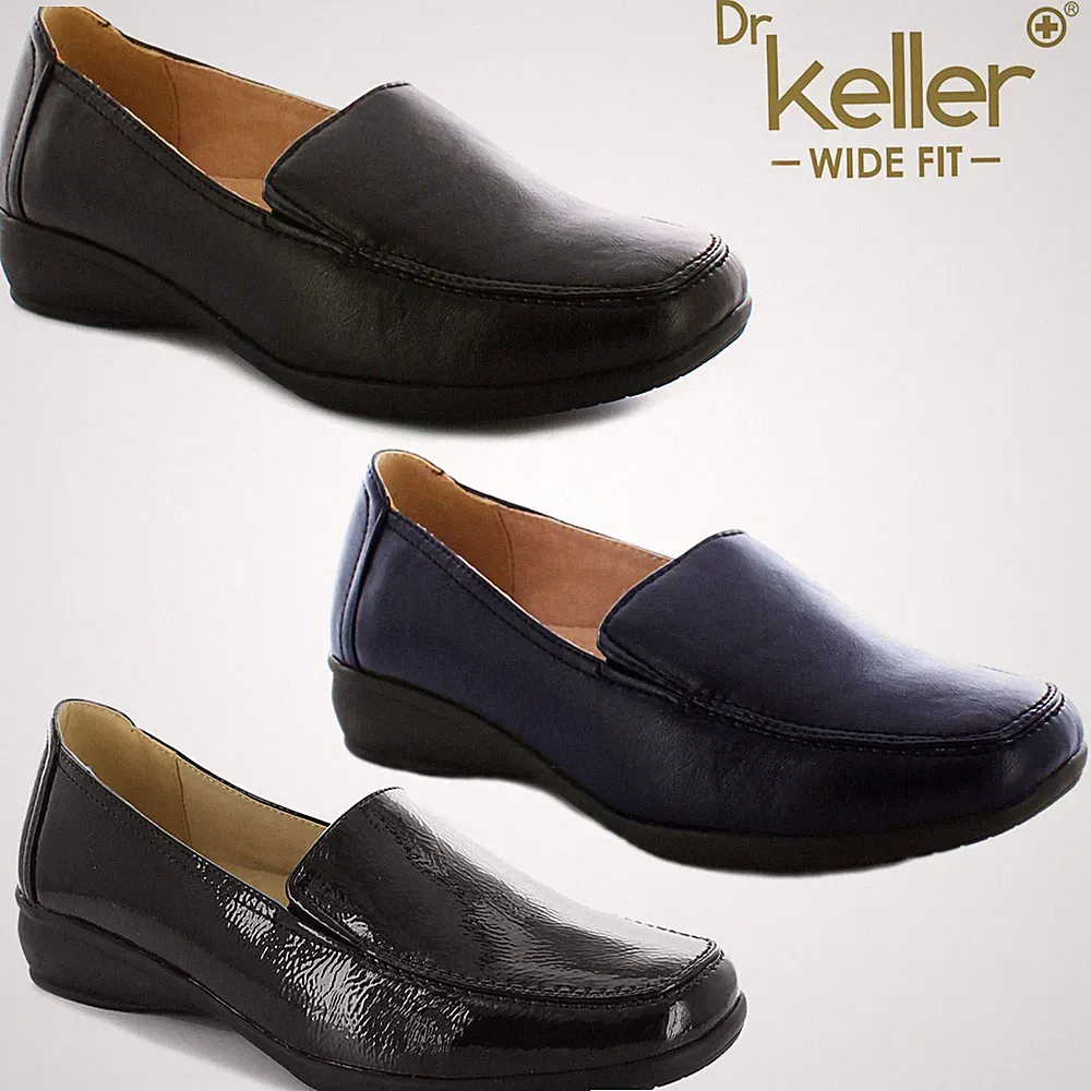 Dr. Keller DAMEN BREITE PASSFORM SCHUHE DAMEN MOKASSIN FLACH KEILABSATZ BEQUEM FREIZEIT HALBSCHUH