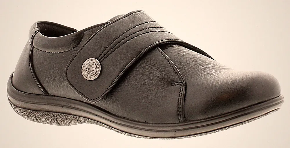 Dr Keller Damen Schuhe Rita Leder Touch Verschluss Schwarz UK 3-8 Flach Loafer