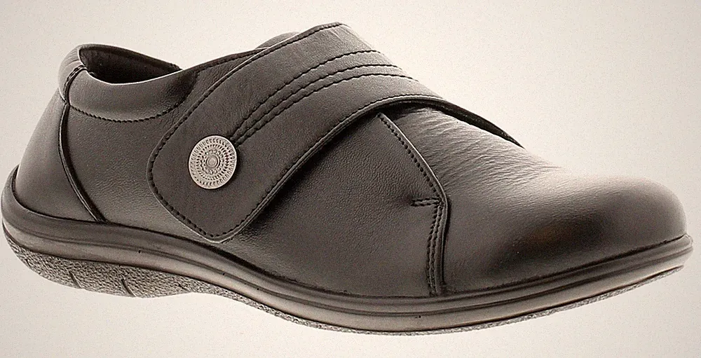Dr Keller Damen Schuhe Rita Leder Touch Verschluss Schwarz UK 3-8 Flach Loafer