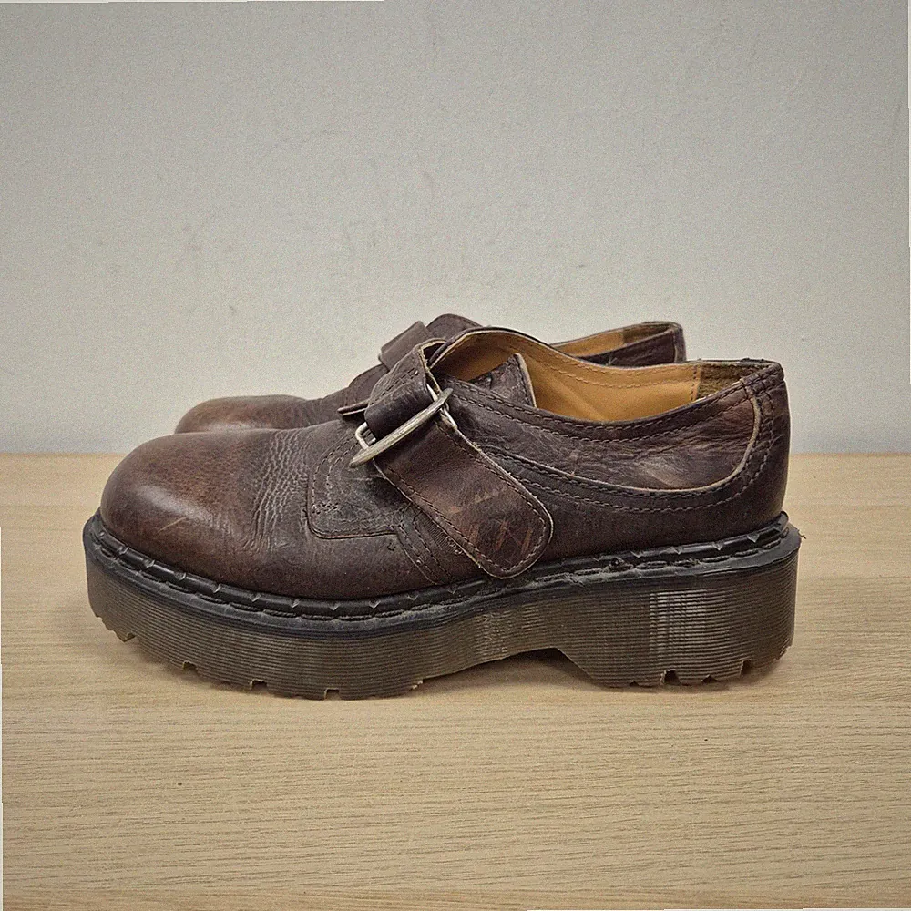 Dr. Martens 8314 Monk Strap braune klobige Plateau-Loafer aus Leder Größe UK 8
