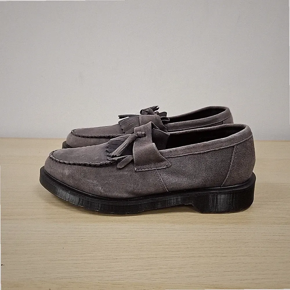 Dr Martens Adrian Grau Weich Wildleder Leder Quasten Halbschuhe Schuhe UK 10 EU 45 Herren