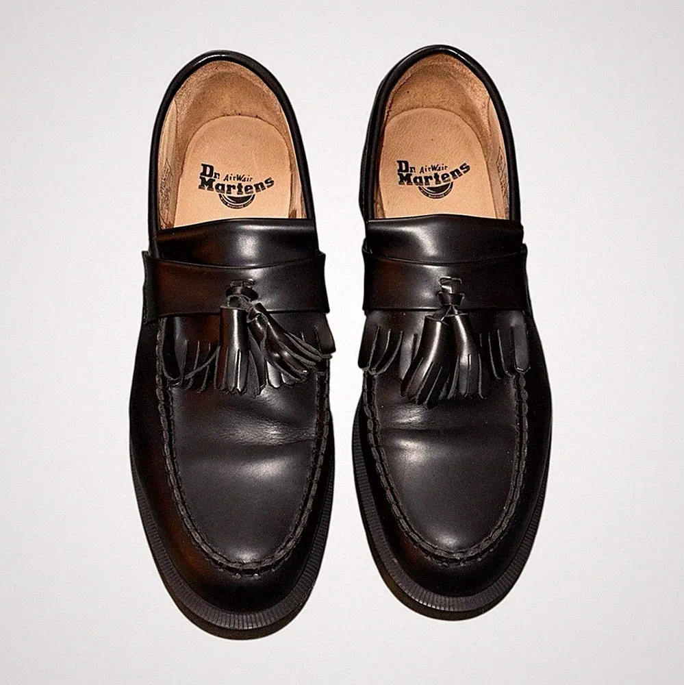Dr. Martens Adrian Herren Halbschuhe Schwarz Leder Fransen Quasten EU 42 UK 8
