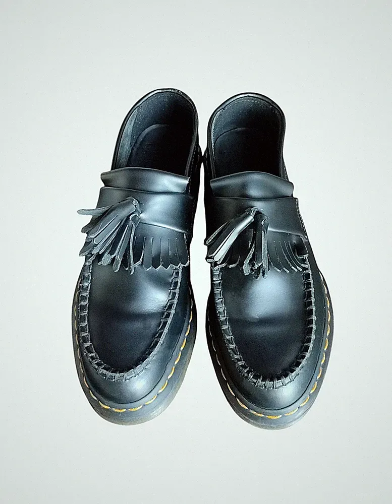 Dr Martens Adrian Unisex Leder Halbschuh Schwarz Quasten EU 39 UK 6 US wo's 8