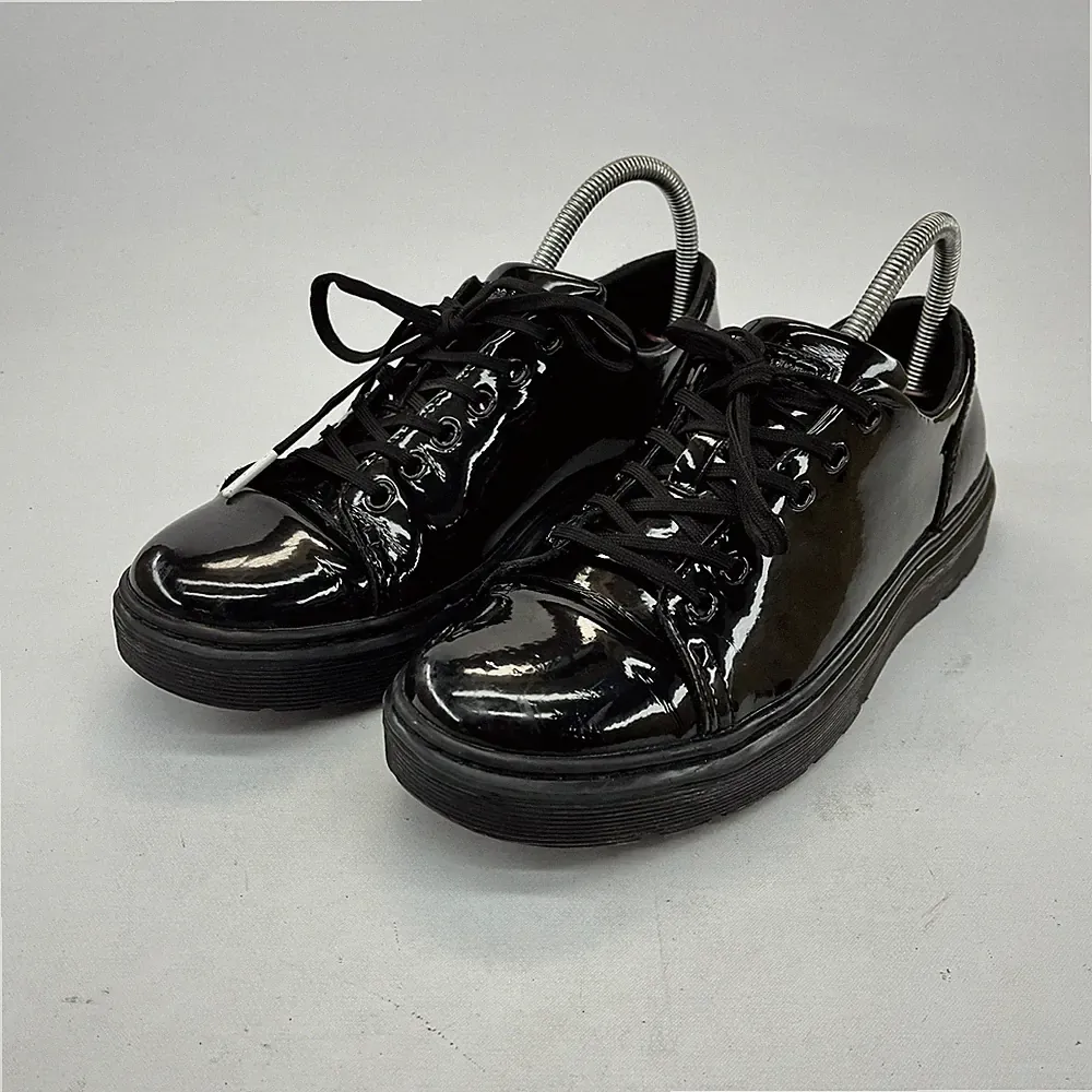 Dr Martens Dante Lackleder Sneaker Unisex UK7 Schwarz Schnürschuhe Freizeitschuhe