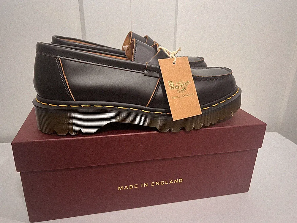 DR MARTENS PENTON BEX HERGESTELLT IN ENGLAND QUILON LEDER HALBSCHUHE. - UK GR 10