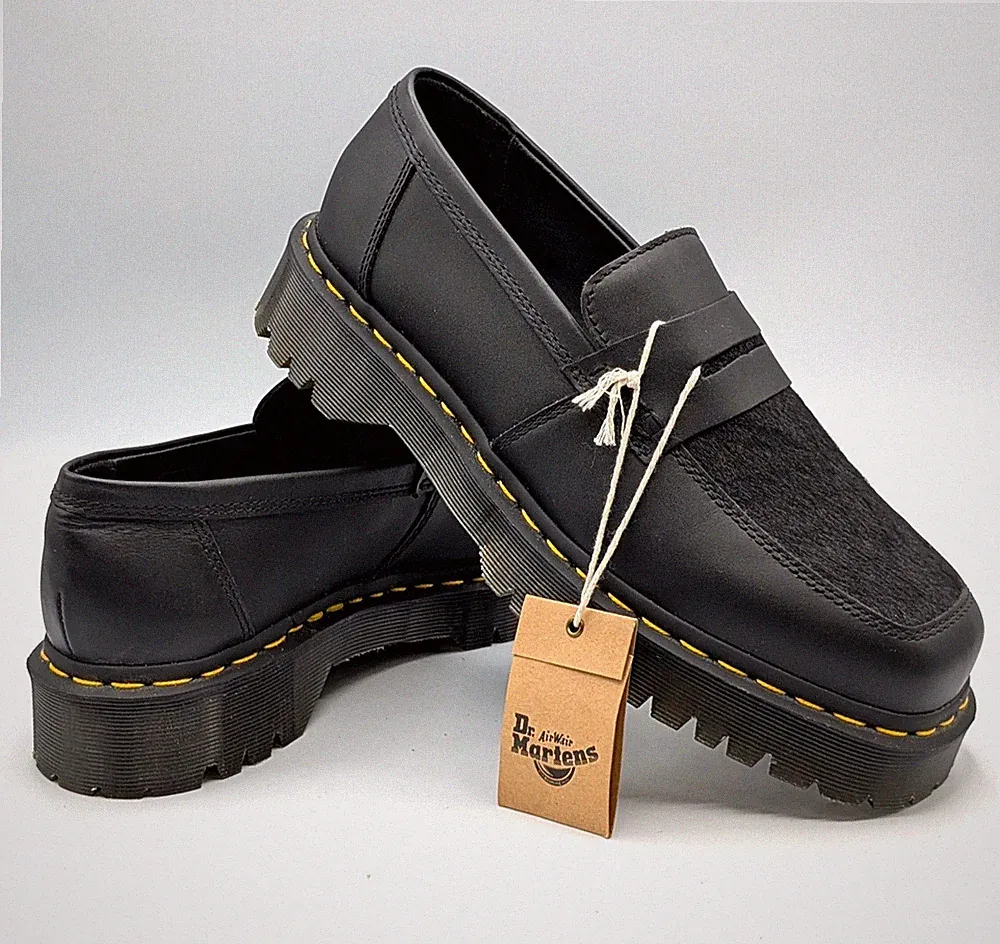 Dr. Martens Penton Bex Square PNY Hair Loafers Shoes Mens 9 / Women 10 Black NEW