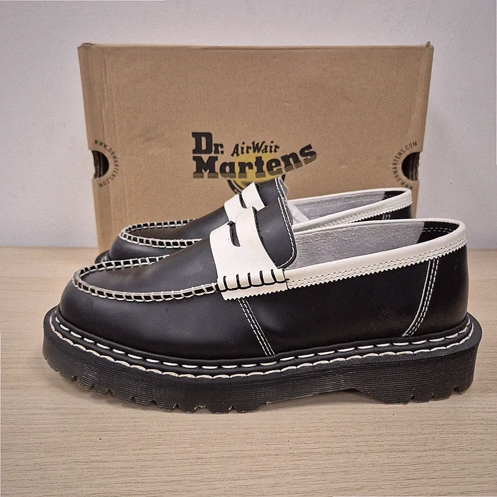Dr Martens Penton DS Halbschuhe Herren schwarz weiß Leder Bex Größe UK 9 Plateau