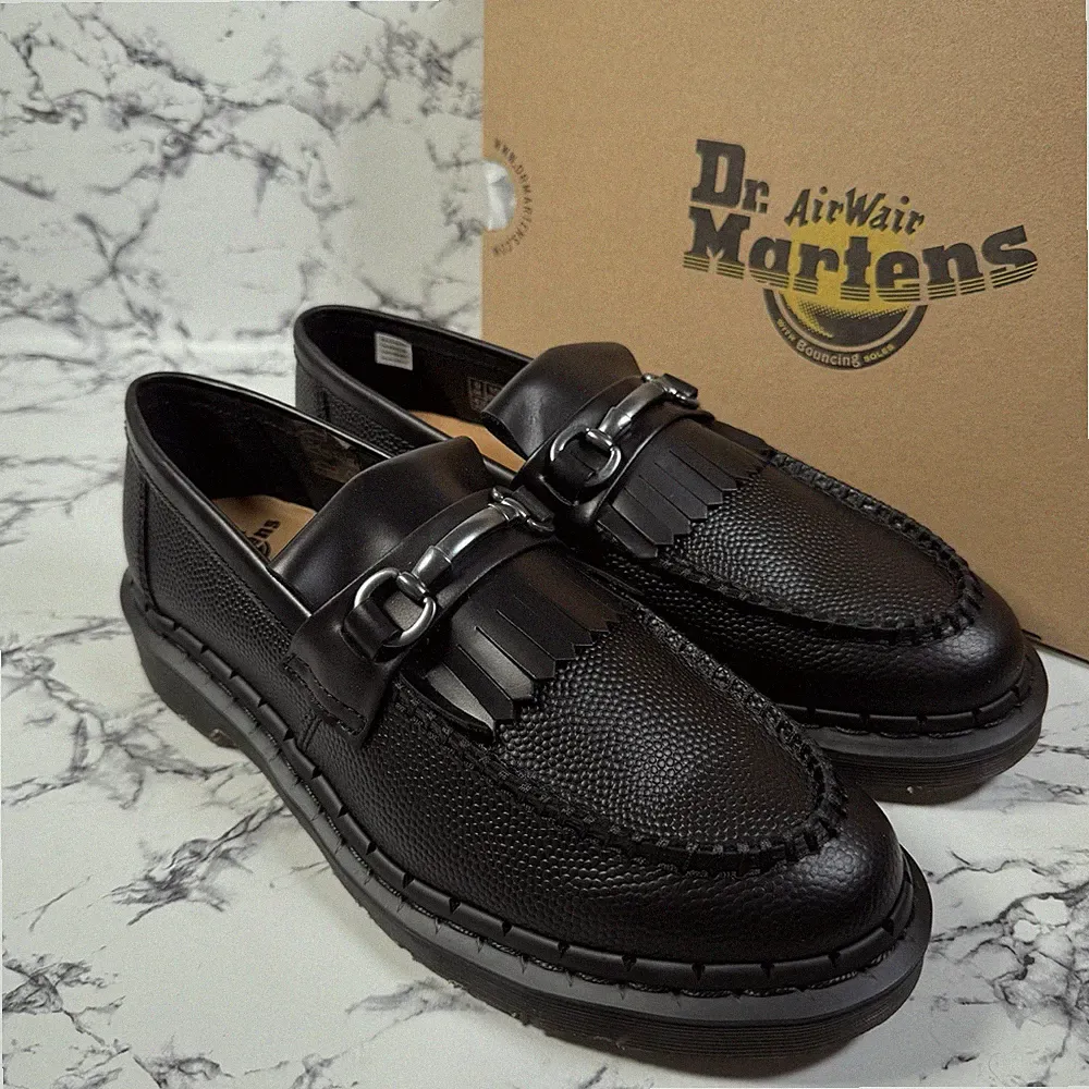 Dr. Martens schwarze Adrian Trense Kiltie Halbschuhe Atlas Pebble Größe UK9 EU43 neu mit Karton