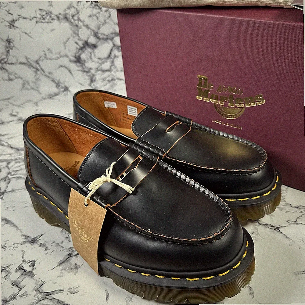 Dr. Martens schwarze Penton Bex Quilon Leder Halbschuhe Größe UK8 EU42 hergestellt in England