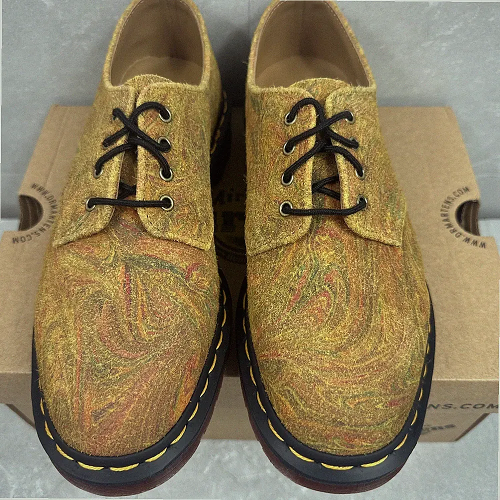 Dr Martens Smiths Marbled Hairy Suede Schuhe Braun Senf UK 5 EU 38