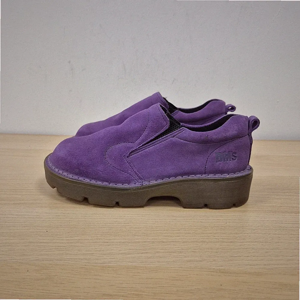 Dr Martens Vintage lila Wildleder Leder Keilabsatz klobig England Loafer Schuhe Uk 4