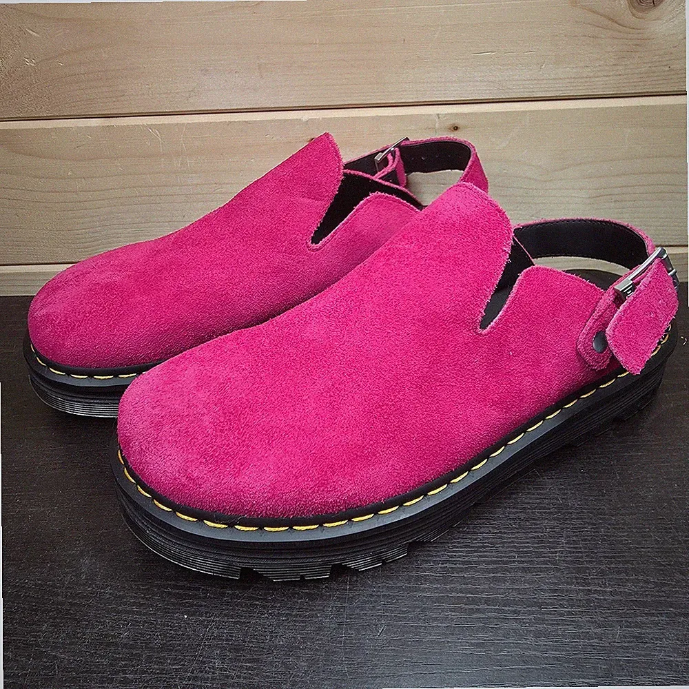 Dr Martens Zebzag Plateau Pantolette Halbschuhe Herren UK 13 EU 48 Rosa Wildleder Slingback NEU