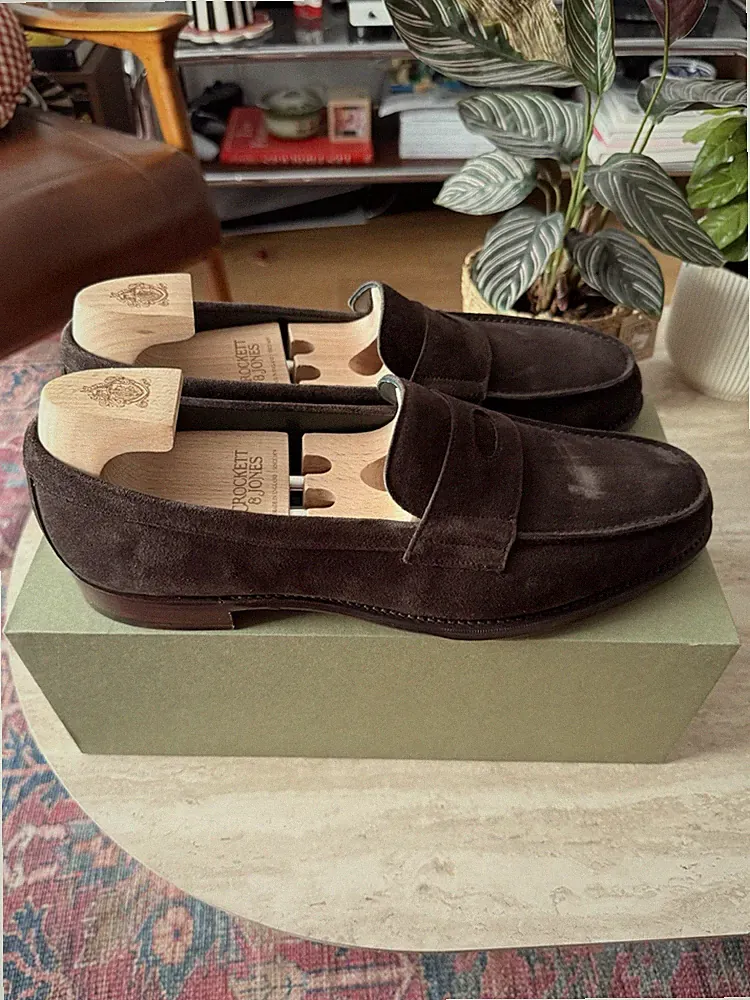 Drake's Charles Mk II Penny Herren Halbschuhe Wildleder Braun EU 46,5 Gefüttert