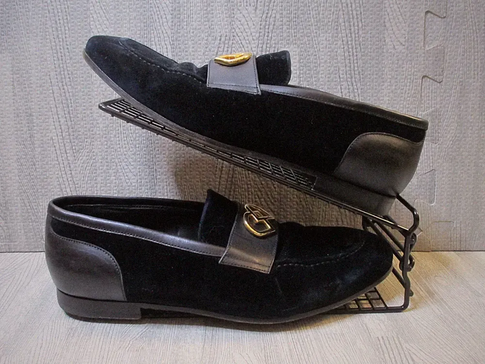 DSquard2 Halbschuhe Herren UK 9 Schwarz Samt Lederbesatz EU 43 Gold Herz Hardware