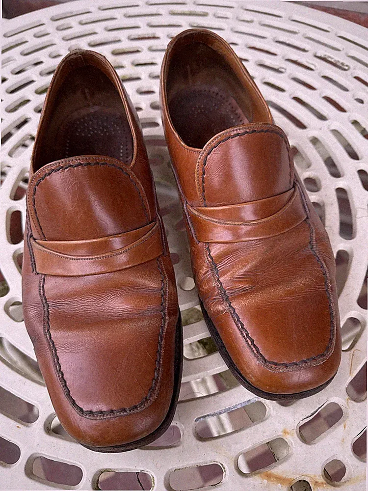 DUCKER & SON VINTAGE HALBSCHUHE - BRAUN / HELLBRAUN - UK 9 EU 43 GUTER VINTAGE ZUSTAND