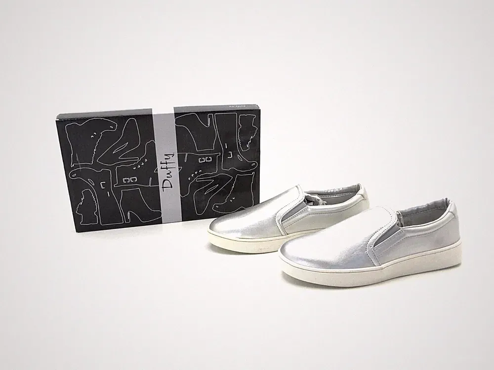 Duffy Damen Halbschuhe Slipper Loafers Comfort Silber Gr. 36 (UK 3)