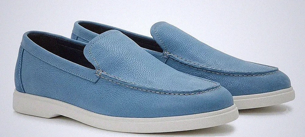 Dune London BUFTON SKY BLUE Slipper Loafers EU43 Homme Cuir Herren Leder