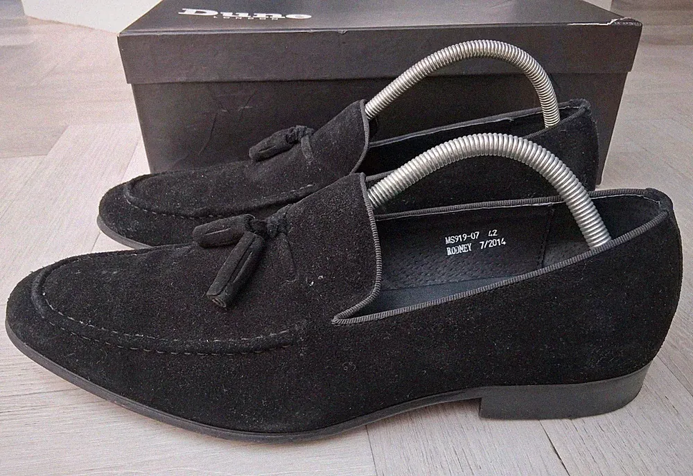 Dune London RODNEY Loafer schwarz Wildleder UK 8 Schuhe formell smart freizeit